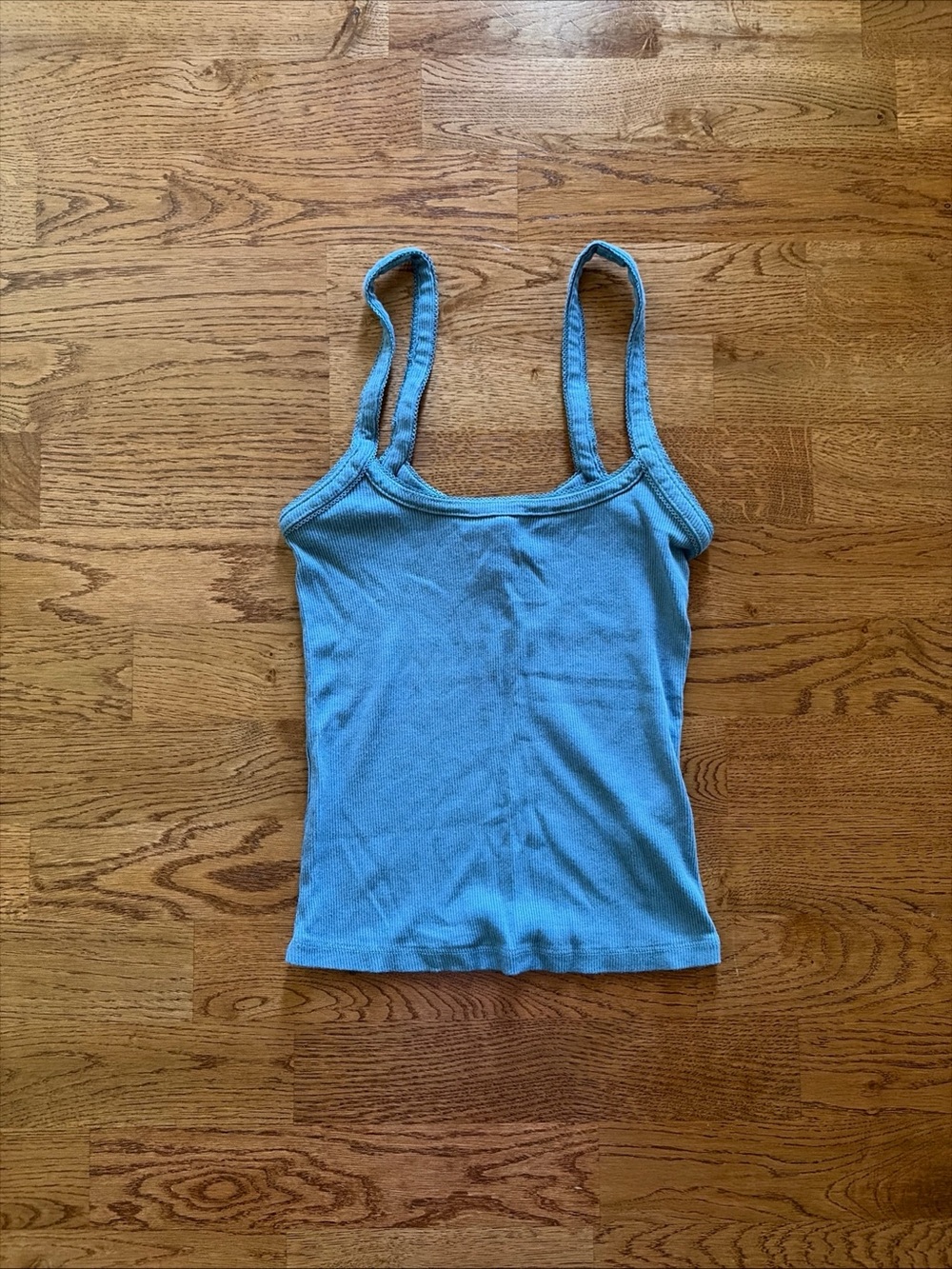 Anthropologie Women's Blue Steel Ribbed Cami Tank Top Picot XXS Camisole Vest